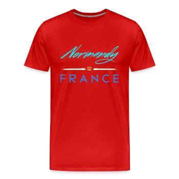 Normandie Urlaub Frankreich Strand Normannisch - Männer Premium Bio T-Shirt - Rot - Vorne - Damien (186cm)