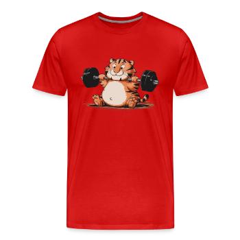 TIGER FITNESSSTUDIO - Männer Premium Bio T-Shirt - Rot - Vorne - Damien (186cm)