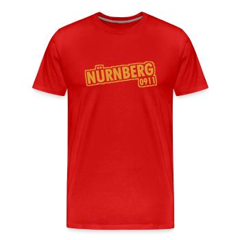 Nürnberg - 0911 - Vorwahl - Bayern - Männer Premium Bio T-Shirt - Rot - Vorne - Damien (186cm)