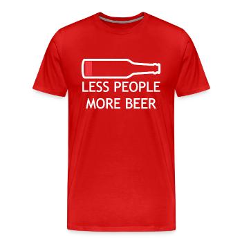 Less People More Beer - Men's Premium Organic T-Shirt - red - Front - Damien (186cm)