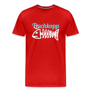 Fischkopp Fisch Fischkopf Küste Angler Fischer - Männer Premium Bio T-Shirt - Rot - Vorne - Damien (186cm)