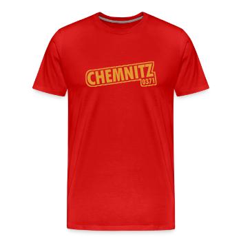 Chemnitz 0371 Vorwahl - Männer Premium Bio T-Shirt - Rot - Vorne - Damien (186cm)