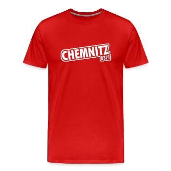 Chemnitz 0371 Vorwahl - Männer Premium Bio T-Shirt - Rot - Vorne - Damien (186cm)