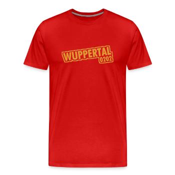 Wuppertal 0202 Vorwahl - Männer Premium Bio T-Shirt - Rot - Vorne - Damien (186cm)
