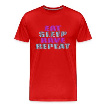 Manger dormir rave répéter nourriture sommeil corbeau disant - T-shirt bio Premium Homme - rouge - Devant - Damien (186cm)