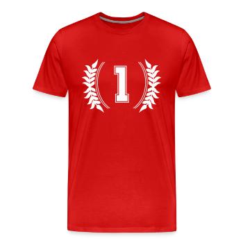 Number 1 - Men's Premium Organic T-Shirt - red - Front - Damien (186cm)