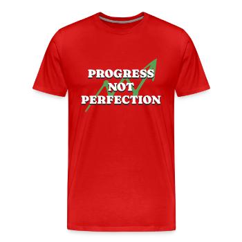 Progress Not Perfection Personal Development - Men's Premium Organic T-Shirt - red - Front - Damien (186cm)