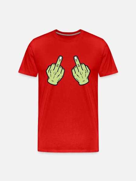 Middle Finger Hand Naughty - Men's Premium Organic T-Shirt - red