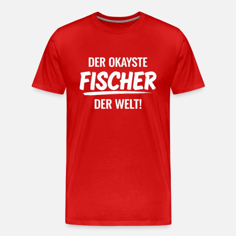 Fischer Angler Spruch Geschenkidee - Männer Premium Bio T-Shirt - Rot