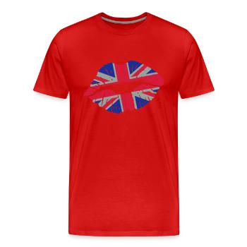 Kussmund (Vereinigtes Königreich / Union Jack) - Männer Premium Bio T-Shirt - Rot - Vorne - Damien (186cm)
