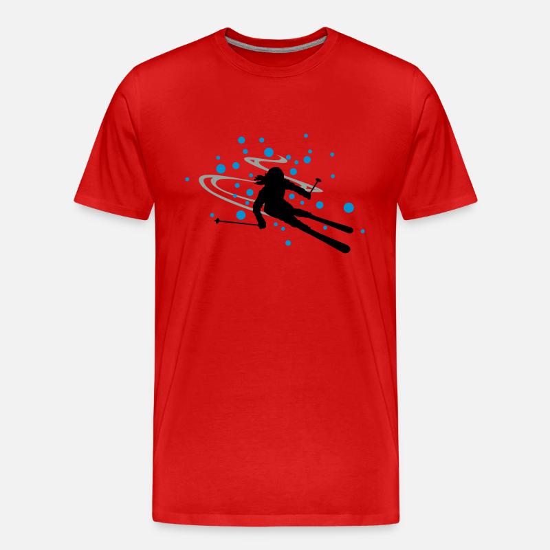 Skifahrerin Schnee - Männer Premium Bio T-Shirt - Rot