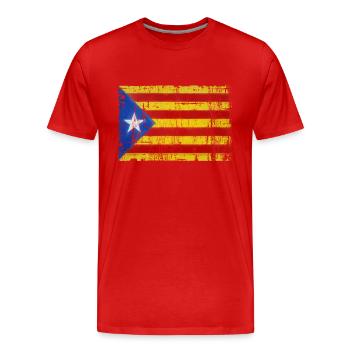 Grungy Katalonien Flagge - Männer Premium Bio T-Shirt - Rot - Vorne - Damien (186cm)