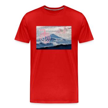 cho ku rei mit fuji und kirschblüten - Men's Premium Organic T-Shirt - red - Front - Damien (186cm)