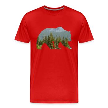 Bear in the mountainous forest Silhouette - Men's Premium Organic T-Shirt - red - Front - Damien (186cm)