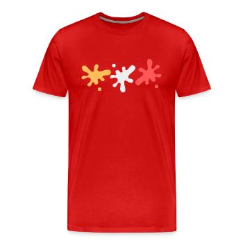 Taches de couleur dans les couleurs lesbiennes Pride - T-shirt bio Premium Homme - rouge - Devant - Damien (186cm)