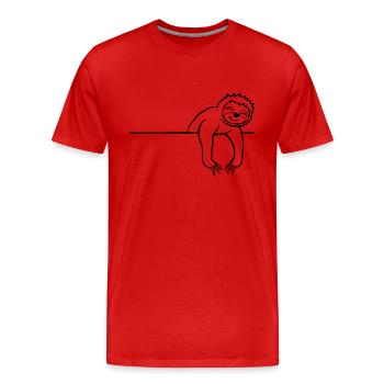 Comic Faultier Mauer - Männer Premium Bio T-Shirt - Rot - Vorne - Damien (186cm)