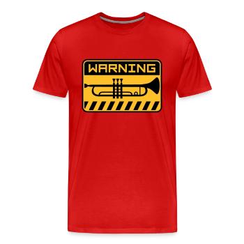 Avertissement Musique trompette - T-shirt bio Premium Homme - rouge - Devant - Damien (186cm)