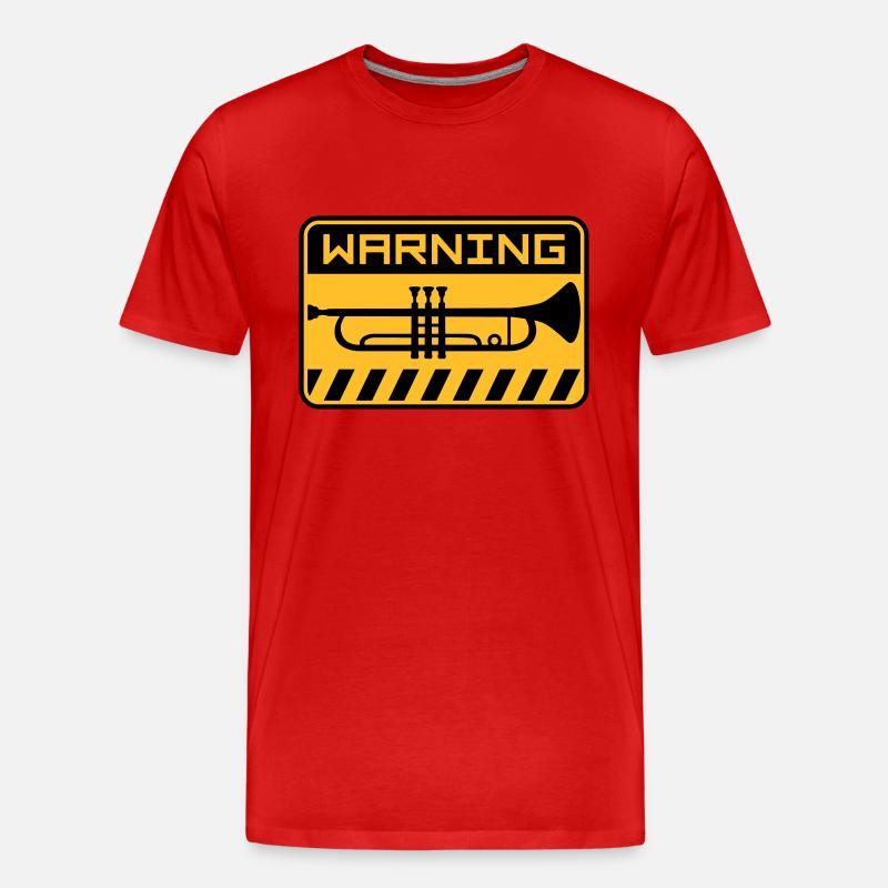 Warning Trompete Musik - Männer Premium Bio T-Shirt - Rot