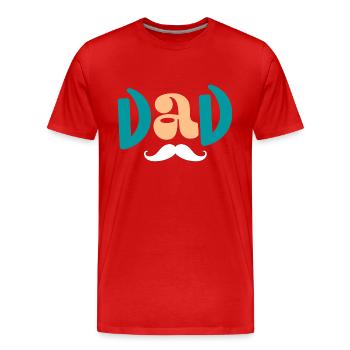 Geschenk Papa Vatertag T-Shirt Papa Schnurrbart - Männer Premium Bio T-Shirt - Rot - Vorne - Damien (186cm)