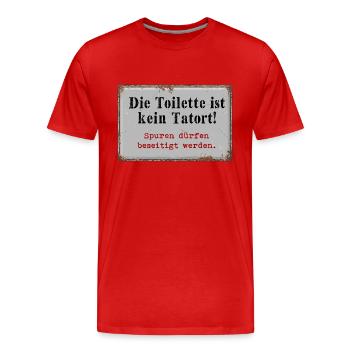 Die Toilette ist kein Tatort - Männer Premium Bio T-Shirt - Rot - Vorne - Damien (186cm)