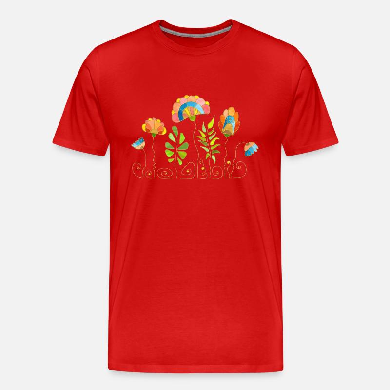 Blumen - Männer Premium Bio T-Shirt - Rot