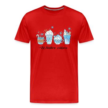 Winter Vibes - Men's Premium Organic T-Shirt - red - Front - Damien (186cm)