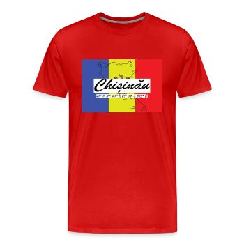 Chisinau - Hauptstadt mit GPS & Flagge - Männer Premium Bio T-Shirt - Rot - Vorne - Damien (186cm)
