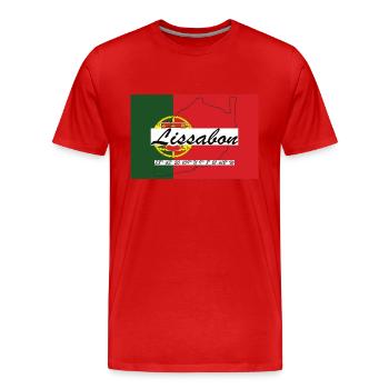 Lissabon - Hauptstadt mit GPS & Flagge - Männer Premium Bio T-Shirt - Rot - Vorne - Damien (186cm)