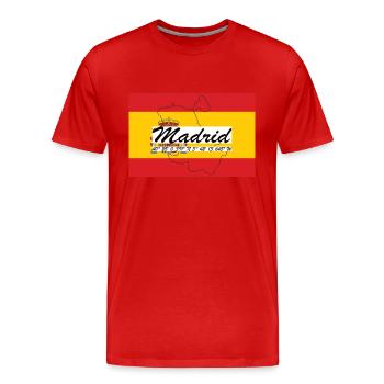 Madrid - Hauptstadt mit GPS & Flagge - Männer Premium Bio T-Shirt - Rot - Vorne - Damien (186cm)