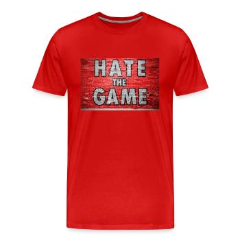 Détestez le jeu Graffiti mural de briques - T-shirt bio Premium Homme - rouge - Devant - Damien (186cm)