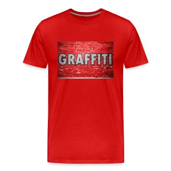Graffiti Ziegelsteinmauer - Männer Premium Bio T-Shirt - Rot - Vorne - Damien (186cm)