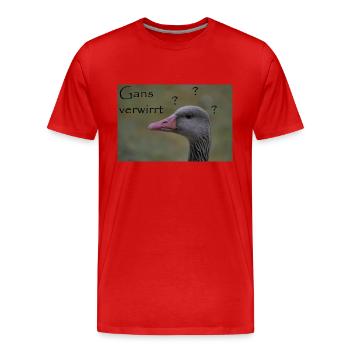 Goose confused - funny saying - Men's Premium Organic T-Shirt - red - Front - Damien (186cm)