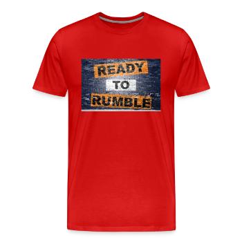 Prêt à gronder en disant lettrage Graffiti sur brique - T-shirt bio Premium Homme - rouge - Devant - Damien (186cm)