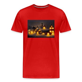 Christmas Village - Men's Premium Organic T-Shirt - red - Front - Damien (186cm)