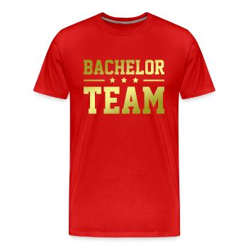 Bachelor Team - Männer Premium Bio T-Shirt - Rot - Vorne - Damien (186cm)