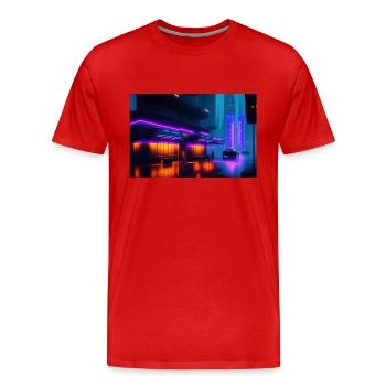 AI-Art Future Picture - Männer Premium Bio T-Shirt - Rot - Vorne - Damien (186cm)