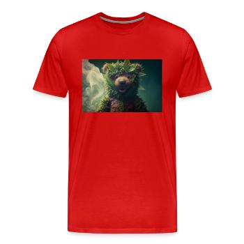 Bear Cannabis Smoke Weed - Men's Premium Organic T-Shirt - red - Front - Damien (186cm)