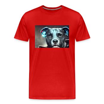 Sci-Fi Pitbull - Männer Premium Bio T-Shirt - Rot - Vorne - Damien (186cm)