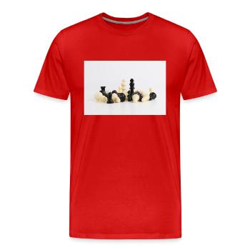 Pièces d’échecs - T-shirt bio Premium Homme - rouge - Devant - Damien (186cm)