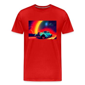 Hot Rod im Sonnenuntergang - Männer Premium Bio T-Shirt - Rot - Vorne - Damien (186cm)