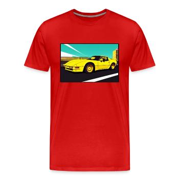 Sports car 80s yellow - Men's Premium Organic T-Shirt - red - Front - Damien (186cm)