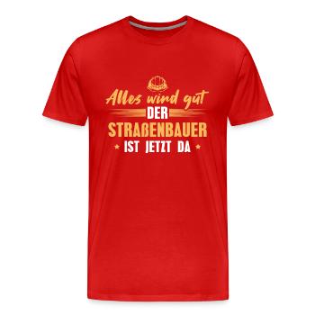 Straßenbau Wegebau Bauarbeiter Straßenbauer - Männer Premium Bio T-Shirt - Rot - Vorne - Damien (186cm)