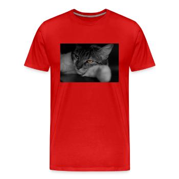 le chat au regard terrible - T-shirt bio Premium Homme - rouge - Devant - Damien (186cm)