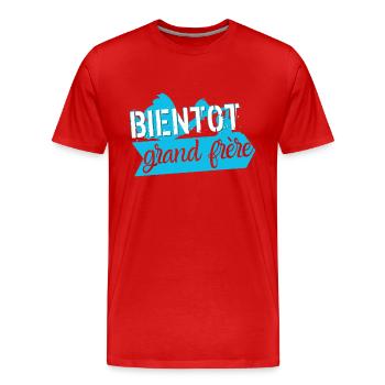 Bientôt grand frère - T-shirt bio Premium Homme - rouge - Devant - Damien (186cm)