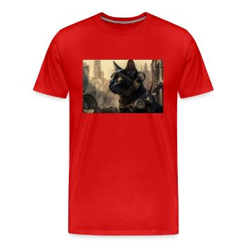 Noir chat 8 - T-shirt bio Premium Homme - rouge - Devant - Damien (186cm)