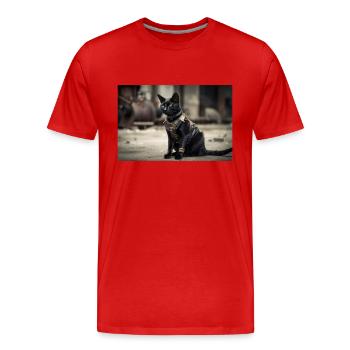 Chat noir - T-shirt bio Premium Homme - rouge - Devant - Damien (186cm)