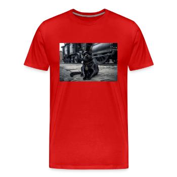 Noir chat 6 - T-shirt bio Premium Homme - rouge - Devant - Damien (186cm)