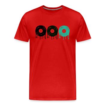 Records - Men's Premium Organic T-Shirt - red - Front - Damien (186cm)