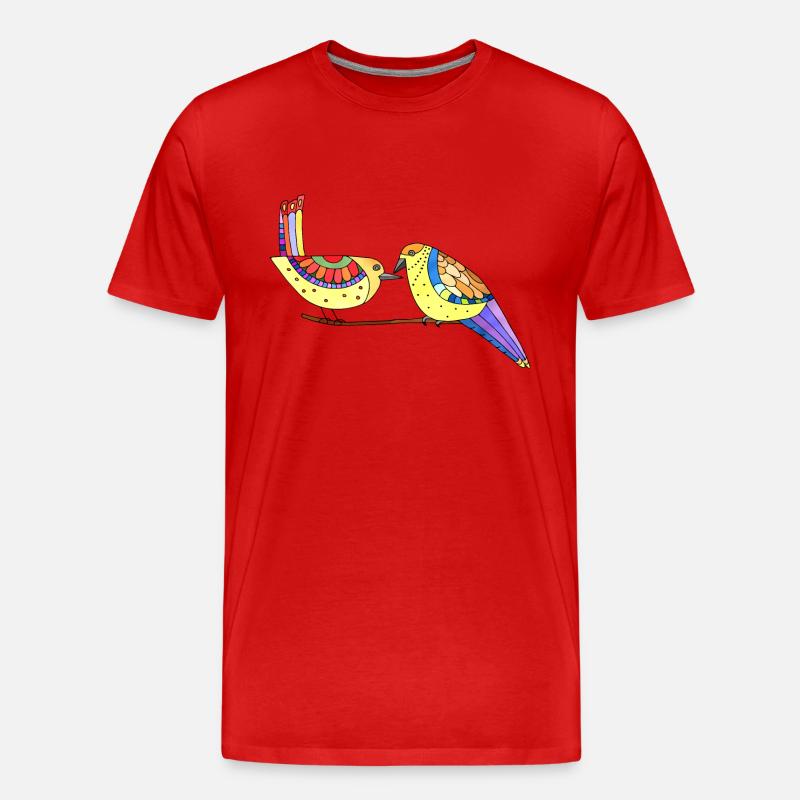 Vögel - Männer Premium Bio T-Shirt - Rot
