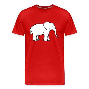 Art minimaliste au trait fin éléphant sur blanc - T-shirt bio Premium Homme - rouge - Devant - Damien (186cm)